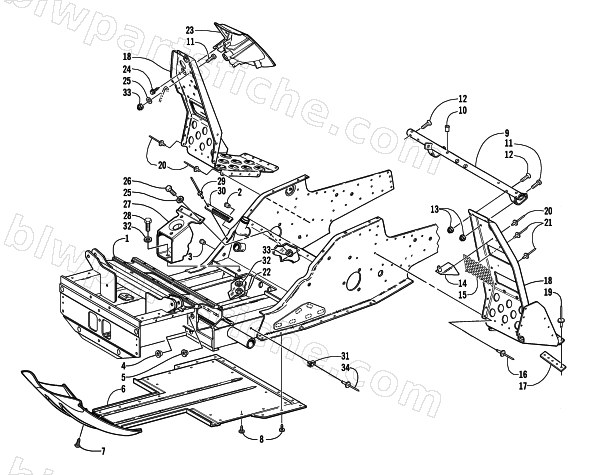 FRONT FRAME AND FOOTREST ASSEMBLY diagram