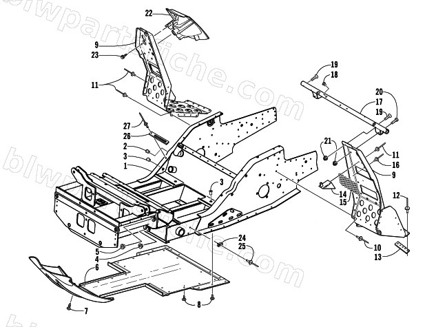 FRONT FRAME AND FOOTREST ASSEMBLY diagram