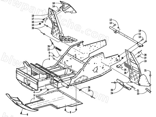 FRONT FRAME AND FOOTREST ASSEMBLY diagram