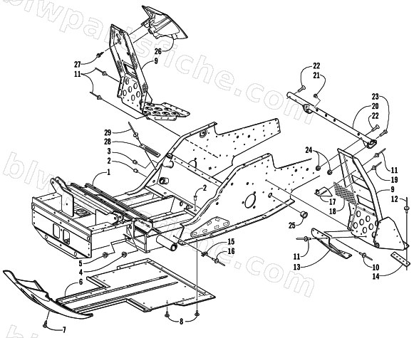 FRONT FRAME AND FOOTREST ASSEMBLY diagram