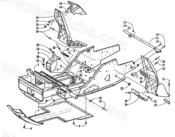 FRONT FRAME AND FOOTREST ASSEMBLY diagram