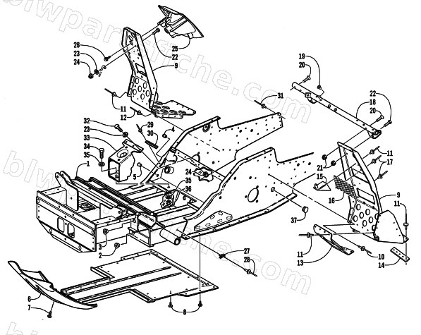 FRONT FRAME AND FOOTREST ASSEMBLY diagram