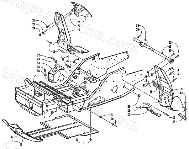 FRONT FRAME AND FOOTREST ASSEMBLY diagram