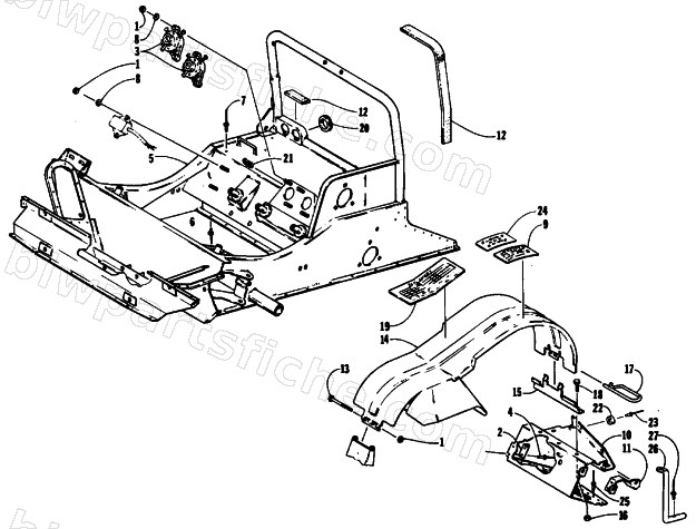 FRONT FRAME AND FOOTREST ASSEMBLY diagram