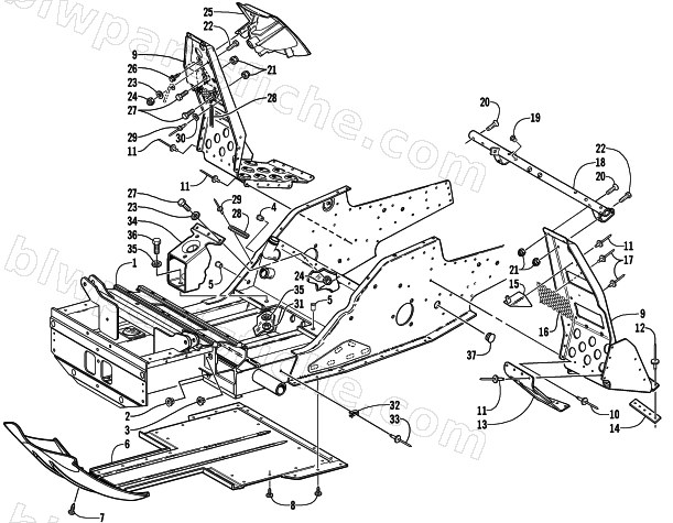FRONT FRAME AND FOOTREST ASSEMBLY diagram