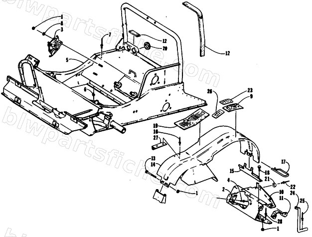 FRONT FRAME AND FOOTREST ASSEMBLY diagram