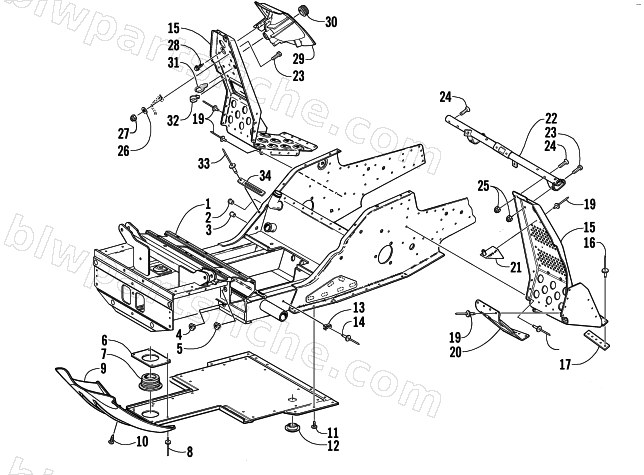 FRONT FRAME AND FOOTREST ASSEMBLY diagram