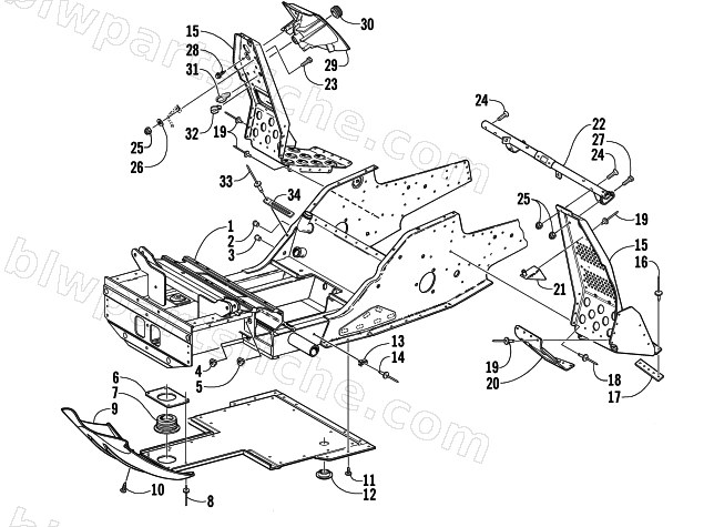 FRONT FRAME AND FOOTREST ASSEMBLY diagram