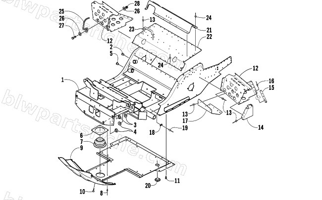 FRONT FRAME AND FOOTREST ASSEMBLY diagram