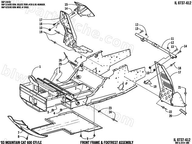 FRONT FRAME AND FOOTREST ASSEMBLY diagram