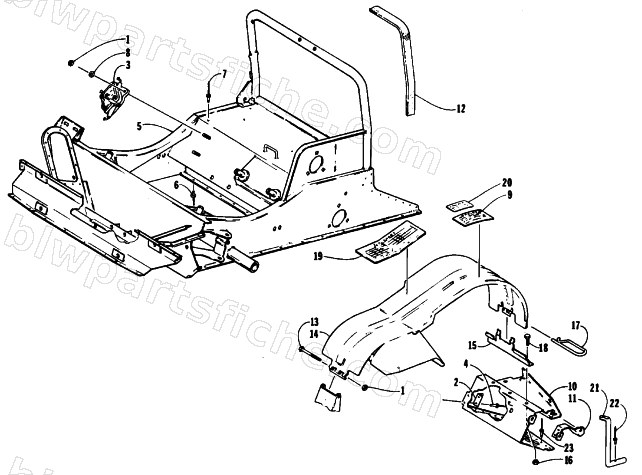 FRONT FRAME AND FOOTREST ASSEMBLY diagram