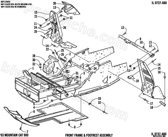 FRONT FRAME AND FOOTREST ASSEMBLY diagram