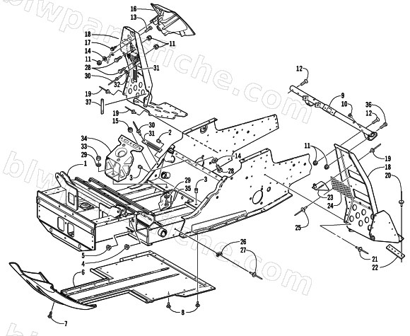 FRONT FRAME AND FOOTREST ASSEMBLY diagram