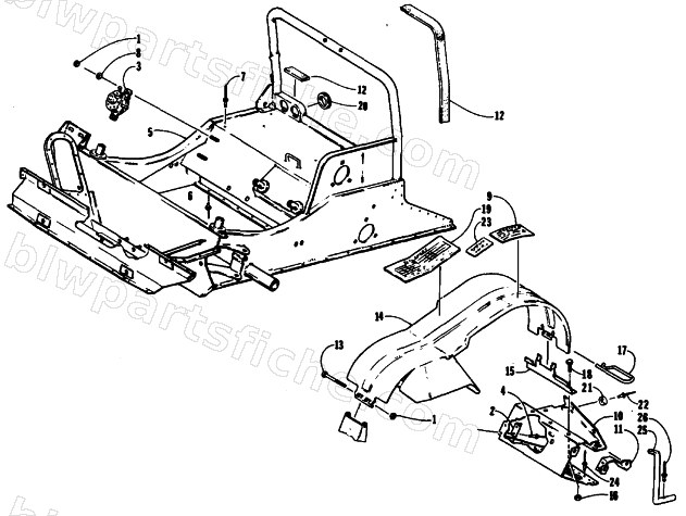 FRONT FRAME AND FOOTREST ASSEMBLY diagram