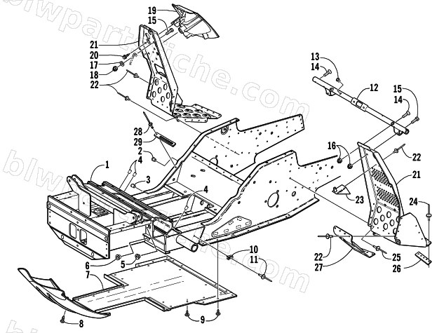 FRONT FRAME AND FOOTREST ASSEMBLY diagram