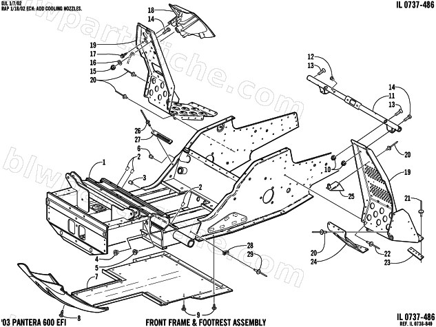 FRONT FRAME AND FOOTREST ASSEMBLY diagram