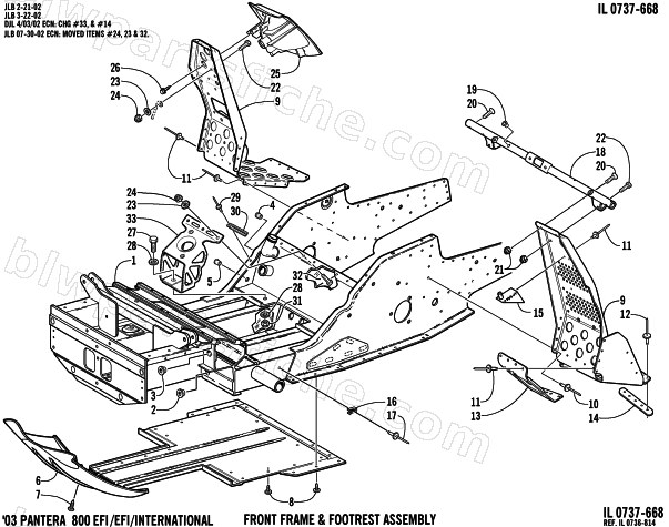 FRONT FRAME AND FOOTREST ASSEMBLY diagram
