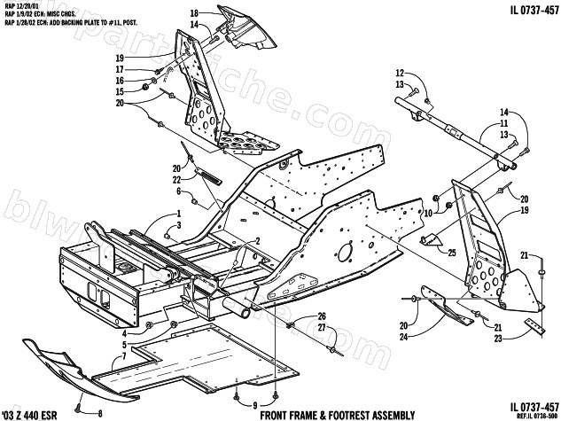 FRONT FRAME AND FOOTREST ASSEMBLY diagram