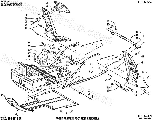 FRONT FRAME AND FOOTREST ASSEMBLY diagram