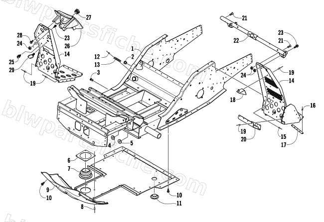 FRONT FRAME AND FOOTREST ASSEMBLY diagram