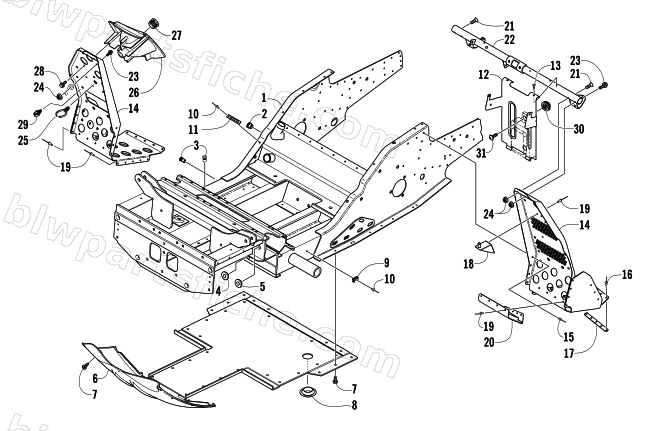 FRONT FRAME AND FOOTREST ASSEMBLY diagram