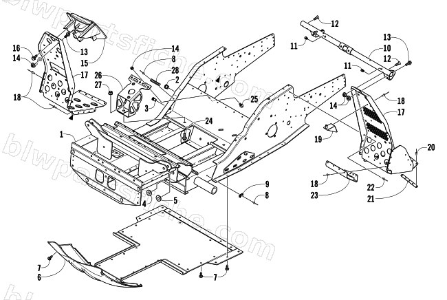 FRONT FRAME AND FOOTREST ASSEMBLY diagram