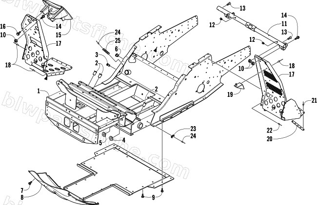 FRONT FRAME AND FOOTREST ASSEMBLY diagram
