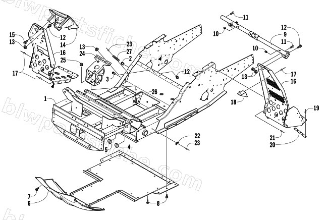 FRONT FRAME AND FOOTREST ASSEMBLY diagram
