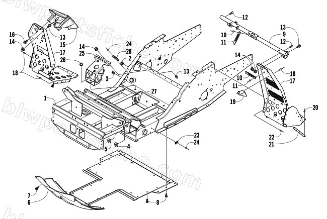 FRONT FRAME AND FOOTREST ASSEMBLY diagram