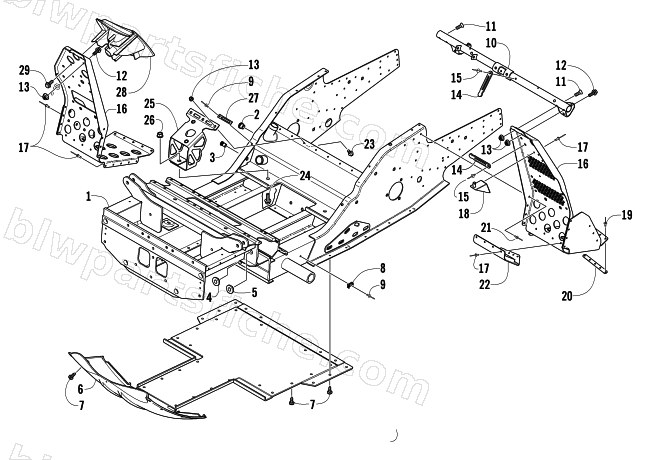 FRONT FRAME AND FOOTREST ASSEMBLY diagram