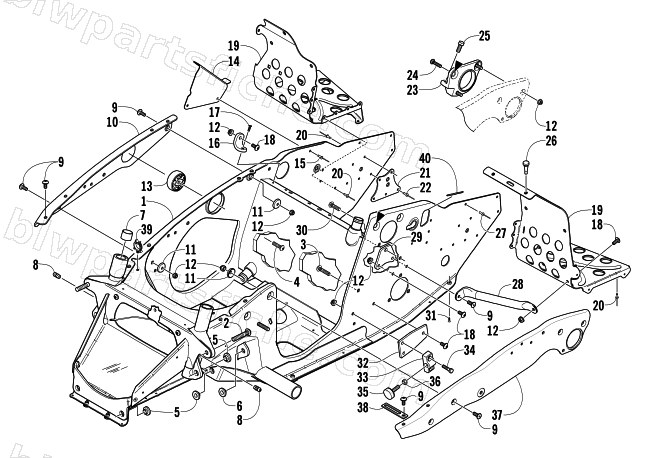 FRONT FRAME AND FOOTREST ASSEMBLY diagram