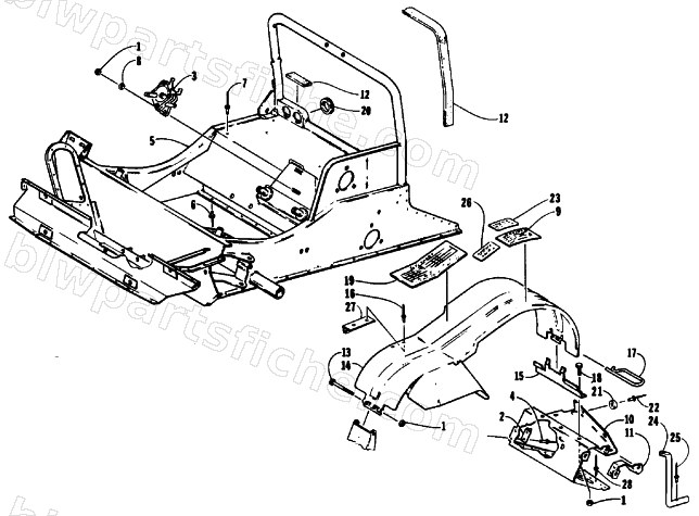 FRONT FRAME AND FOOTREST ASSEMBLY diagram