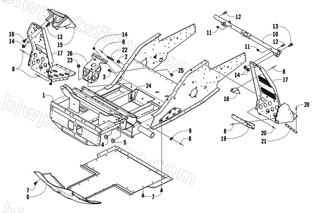 FRONT FRAME AND FOOTREST ASSEMBLY diagram