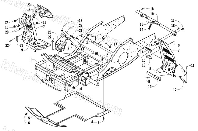 FRONT FRAME AND FOOTREST ASSEMBLY diagram