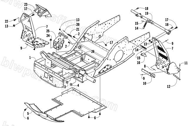 FRONT FRAME AND FOOTREST ASSEMBLY diagram