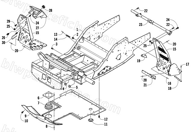 FRONT FRAME AND FOOTREST ASSEMBLY diagram