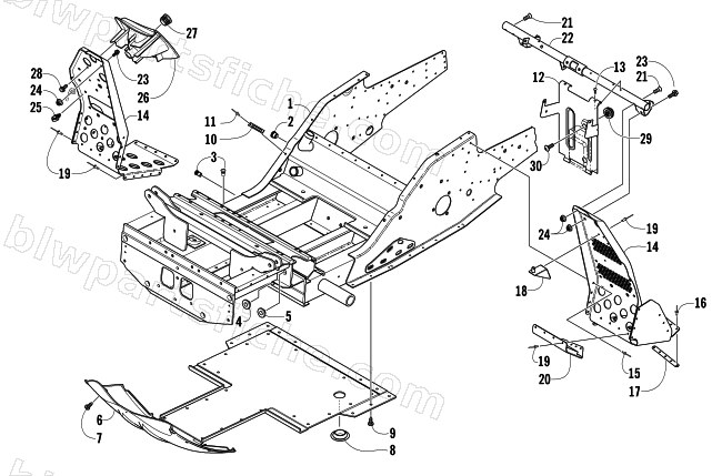 FRONT FRAME AND FOOTREST ASSEMBLY diagram