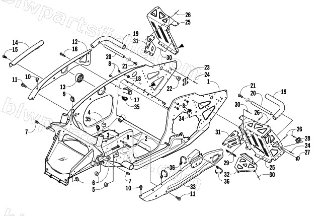FRONT FRAME AND FOOTREST ASSEMBLY diagram