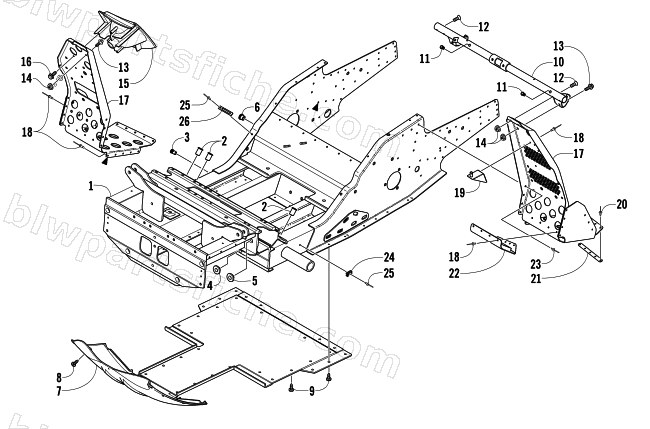 FRONT FRAME AND FOOTREST ASSEMBLY diagram