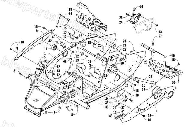 FRONT FRAME AND FOOTREST ASSEMBLY diagram