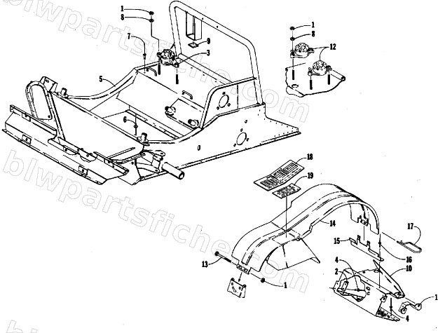 FRONT FRAME AND FOOTREST ASSEMBLY diagram