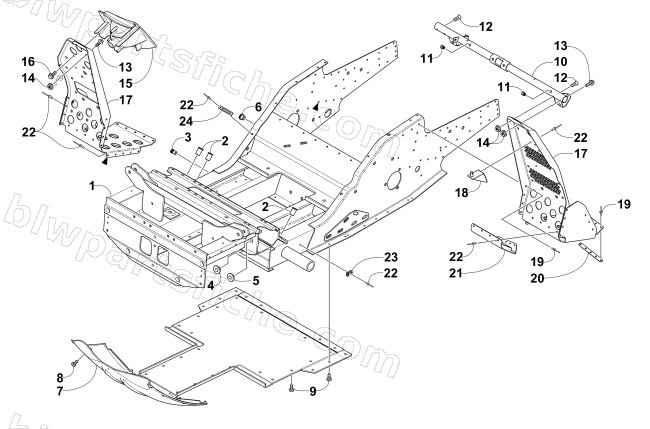 FRONT FRAME AND FOOTREST ASSEMBLY diagram