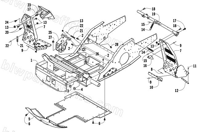 FRONT FRAME AND FOOTREST ASSEMBLY diagram