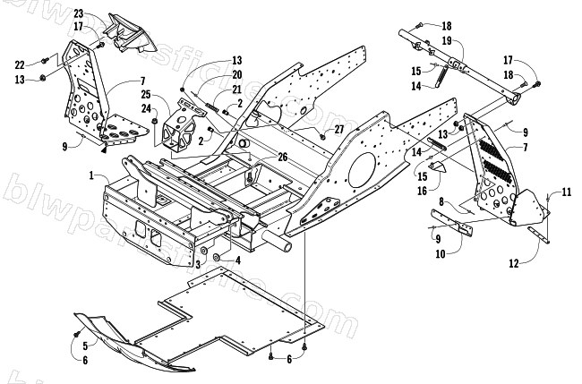 FRONT FRAME AND FOOTREST ASSEMBLY diagram