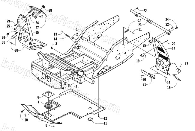 FRONT FRAME AND FOOTREST ASSEMBLY diagram