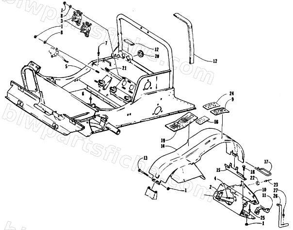 FRONT FRAME AND FOOTREST ASSEMBLY diagram
