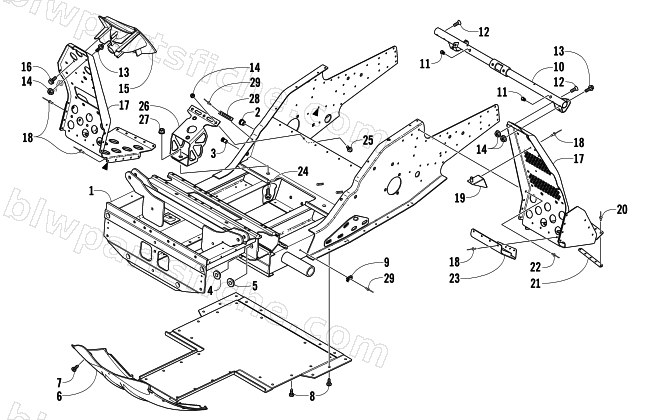 FRONT FRAME AND FOOTREST ASSEMBLY diagram