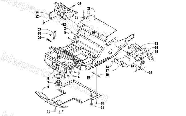 FRONT FRAME AND FOOTREST ASSEMBLY diagram