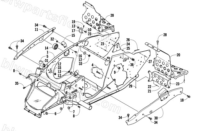 FRONT FRAME AND FOOTREST ASSEMBLY diagram