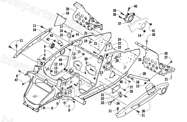 FRONT FRAME AND FOOTREST ASSEMBLY diagram